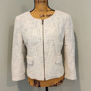 Ann Taylor Collarless Blazer, Black and White, Size 14